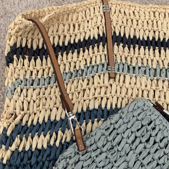 LOFT Straw Beach Bag With Pouch New Without Tag - Picture 4 of 10